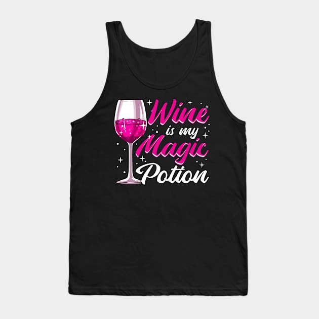 Funny Wine Is My Magic Potion Halloween Wino Pun Tank Top by theperfectpresents